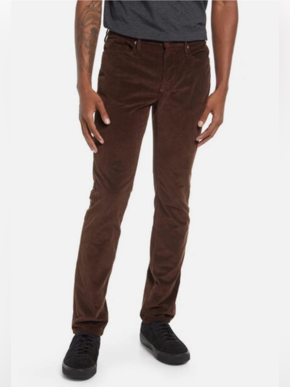 FRAME L'homme Skinny Fit Corduroy Jeans In Dark Chocolate SZ 32